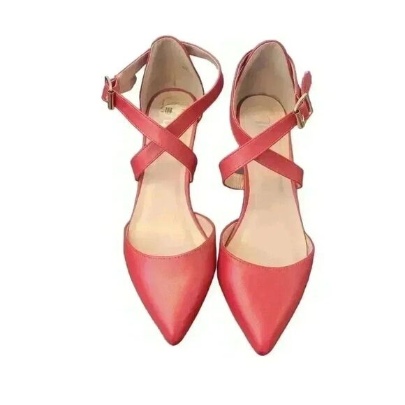 TG Women's Red Faux Leather 2" Pumps with Ankle Straps - Picture 5 of 11